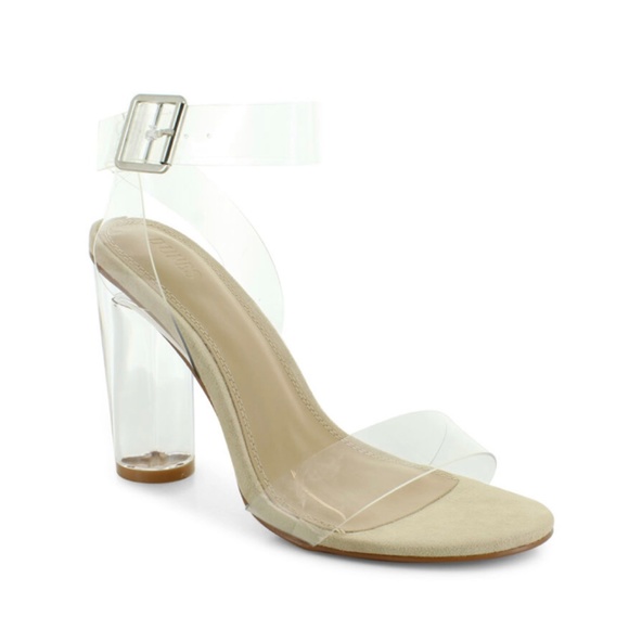 Dunes Nellie Shoes - Clear Around Ankle Strap Sandal Heel